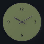 Olive Green & Black Minimalistisch Large Clock Große Wanduhr<br><div class="desc">Die moderne künstlerische Uhr besticht durch ein minimalistisches Design in einer olivgrün-schwarzen Farbpalette. Ein einfaches schlichtes Design mit schwarzen Zahlen auf einem sanften, grünen Hintergrund. Eine trendige Ergänzung Ihrer Küche, des Wohnzimmers oder der Bürowand, ein durchdachtes, modernes Bürogeschenk oder ein modernes Zuhause-Geschenk für jeden Anlass. Sie können Ihre Einstellungen anpassen,...</div>