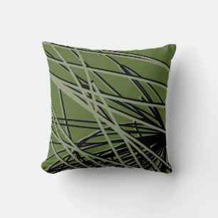 Olive Green, Black & Sage Moderne, stilvolle Abstr Kissen