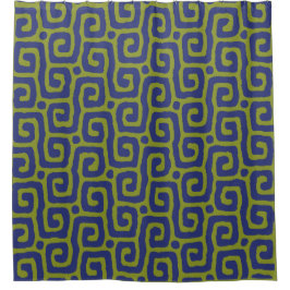 Olive Green &blue Abstract pattern Duschvorhang