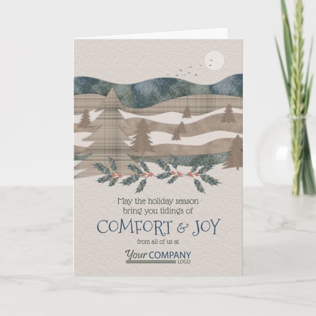 Olive Green, Blue Nature Company Holiday Cards Karte (Vorderseite)