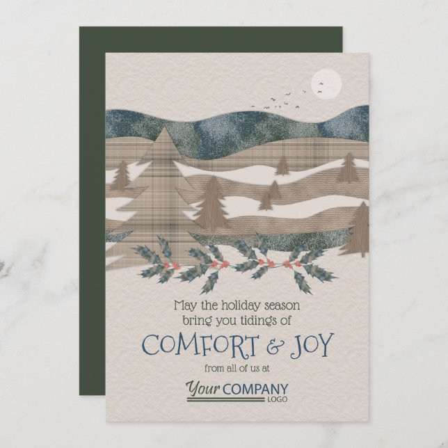 Olive Green, Blue Nature Company Holiday Cards Karte (Vorne/Hinten)