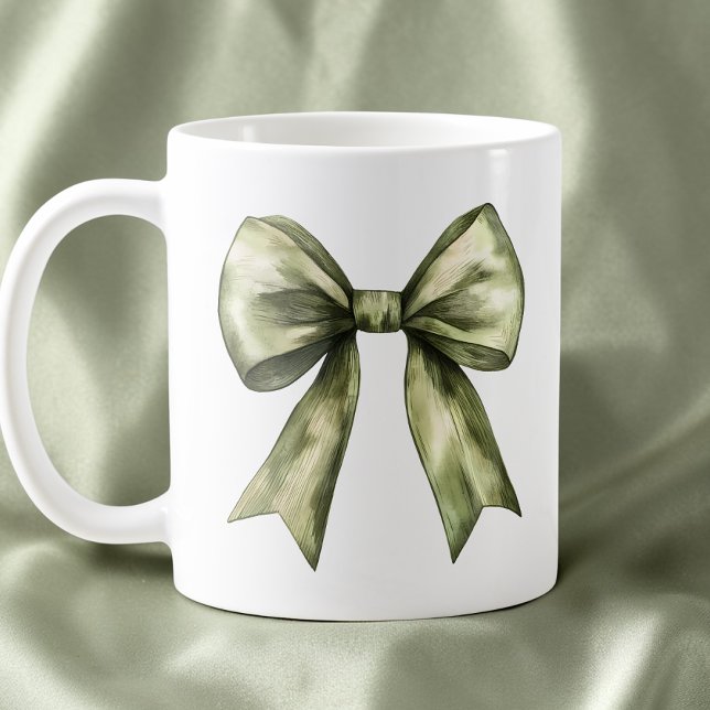Olive Green Bow Moderne Rustikale Minimalistische  Kaffeetasse (Olive Green Bow Modern Rustic Minimalist Simple Coffee Mug)