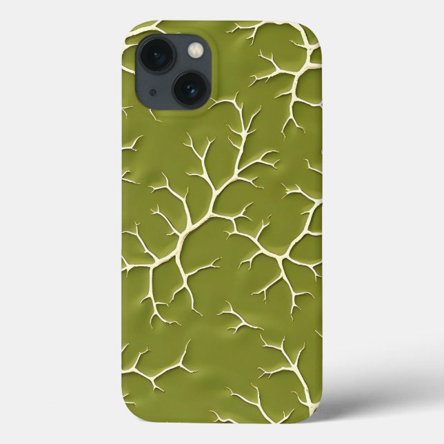 Olive Green Branch Pattern iPhone Case (Rückseite)