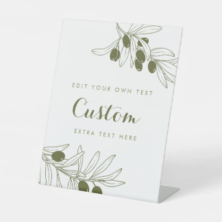 Olive Green Branches Custom Sockelschild