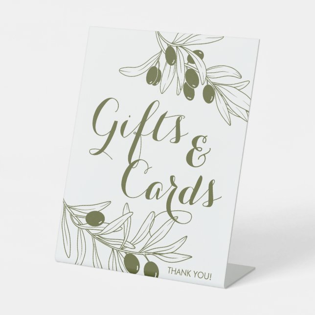Olive Green Branches Geschenke & Karten Sockelschild (Vorderseite)