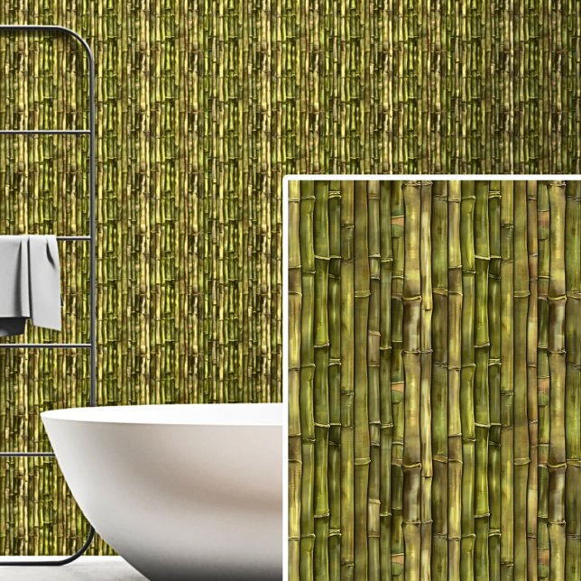 Olive Green Brown Bamboo Wall Zaun Tapete (Von Creator hochgeladen)