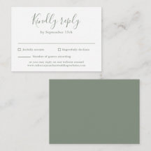 Olive Green Budget Modern Script Wedding RSVP Card
