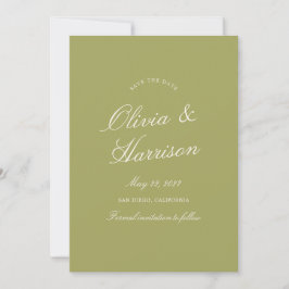 Olive Green Calligraphy Wedding Save The Date Card Einladung