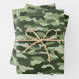 Olive Green Camouflage Geschenkpapier Set