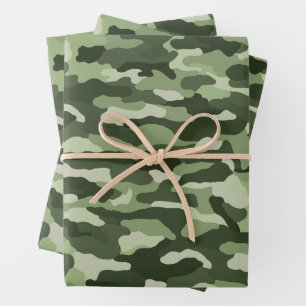 Olive Green Camouflage Geschenkpapier Set