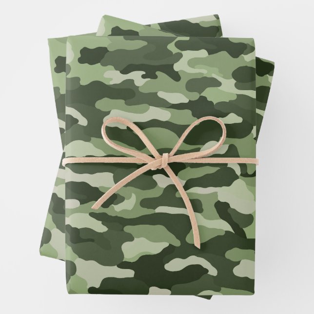 Olive Green Camouflage Geschenkpapier Set (Beispiel)
