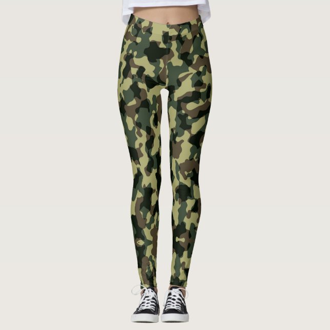 Olive Green Camouflage Leggings (Vorderseite)