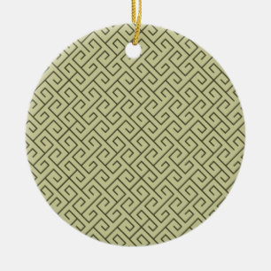 Olive Green Celtic Spiral Right Angle Lines Keramik Ornament
