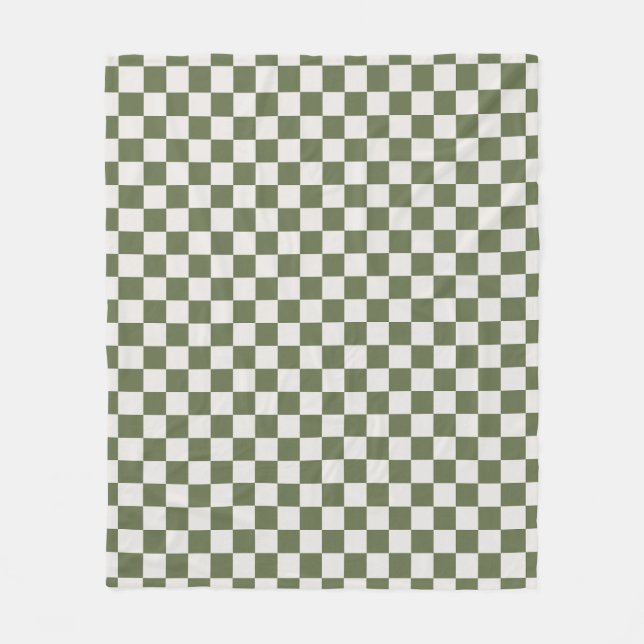 Olive Green Checkered Patered Karo Fleecedecke (Vorderseite)
