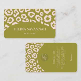 Olive Green Cheetah Skin Business Card Visitenkarte