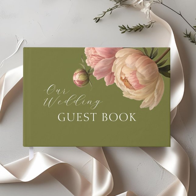 Olive Green | Chic Blush Rose Wedding Gästebuch (Von Creator hochgeladen)