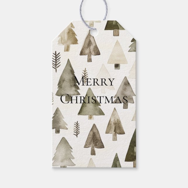 Olive Green Christmas Trees Geschenkanhänger (Vorderseite)