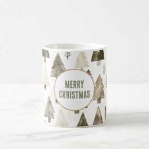 Olive Green Christmas Trees Gold Glitzer Circle Kaffeetasse