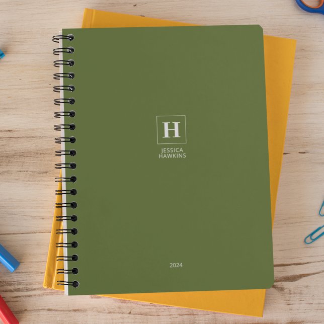 Olive Green Classic Monogram Personal Weekly Planer (Von Creator hochgeladen)