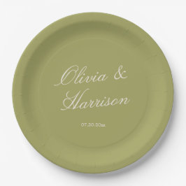 Olive Green Classic Wedding Pappteller