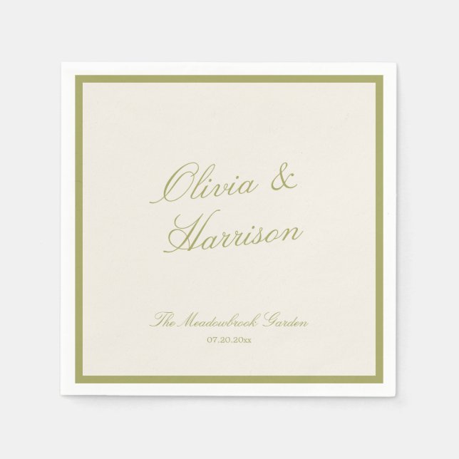 Olive Green Classic Wedding Serviette (Vorderseite)
