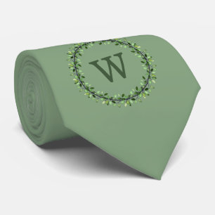 Olive Green Classy Formal Letter Monogram Krawatte