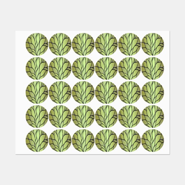 Olive Green Creative Verlass Pattern Etiketten (Blatt)