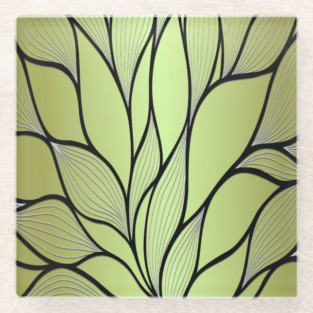 Olive Green Creative Verlass Pattern Glasuntersetzer (Vorderseite)