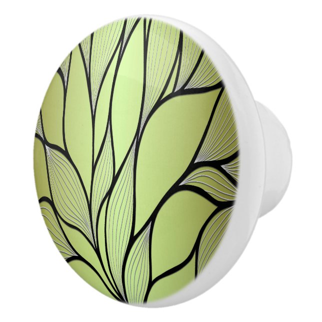 Olive Green Creative Verlass Pattern Keramikknauf (Rechts)