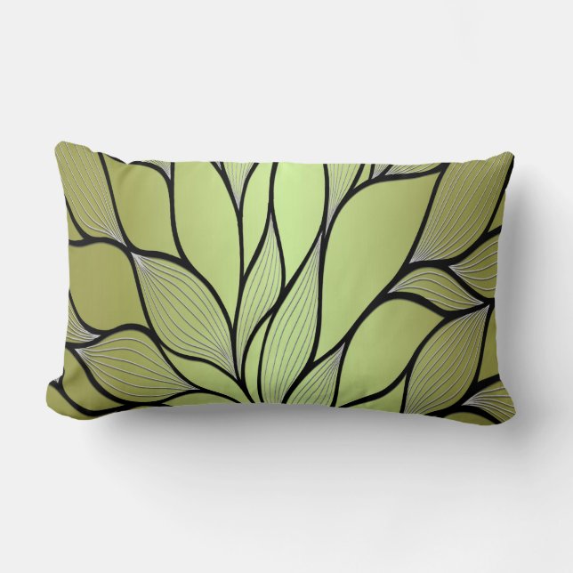 Olive Green Creative Verlass Pattern Lendenkissen (Vorderseite)