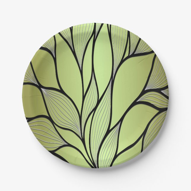 Olive Green Creative Verlass Pattern Pappteller (Vorderseite)