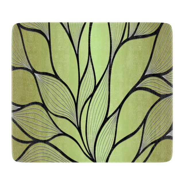 Olive Green Creative Verlass Pattern Schneidebrett (Vorderseite)