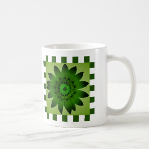 Olive Green Daisy Blume, Muster Streifen - Tasse