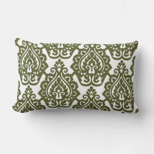 Olive Green Damask Lumbar Weihnachtskissen Lendenkissen