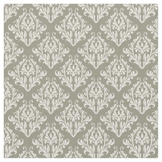Olive Green Damask Stoff (Nahaufnahme)