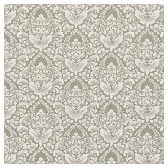 Olive Green Damask Stoff (Nahaufnahme)