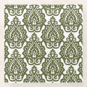 Olive Green Damask Untersetzer
