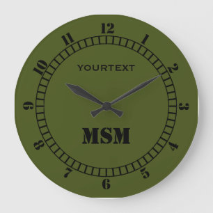 Olive Green Decor Dial leicht personalisieren Große Wanduhr