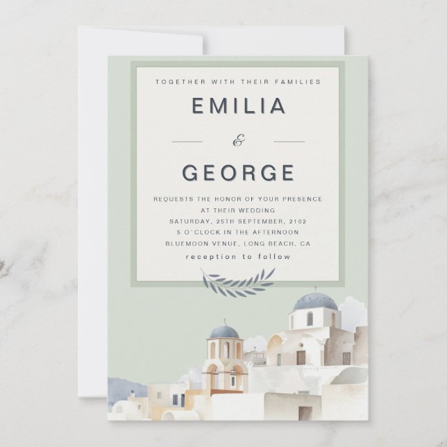 Olive Green Destination Wedding | Elegant  Einladung (Vorderseite)