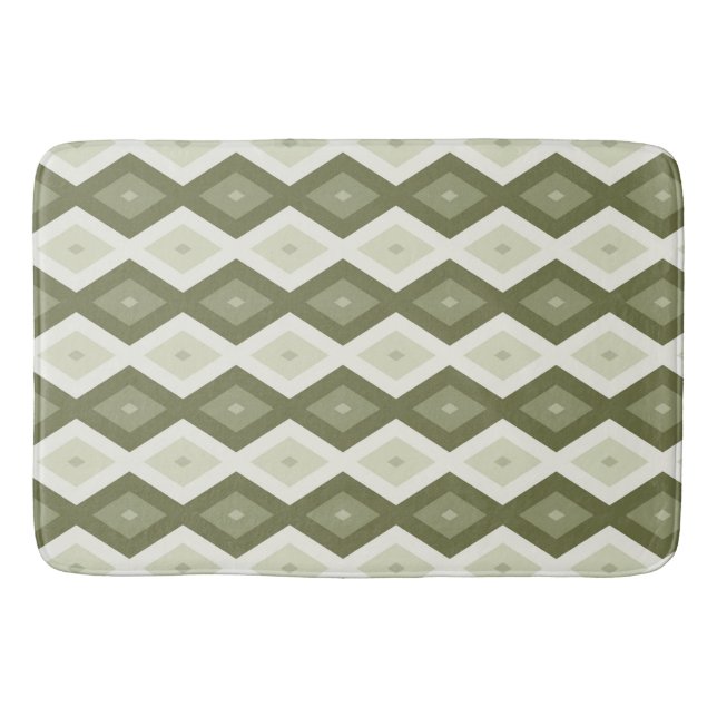 Olive Green Diamant Muster Badematte (Vorderseite)