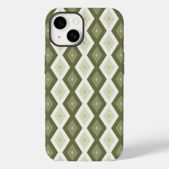 Olive Green Diamant Muster Case-Mate iPhone Hülle (Rückseite)