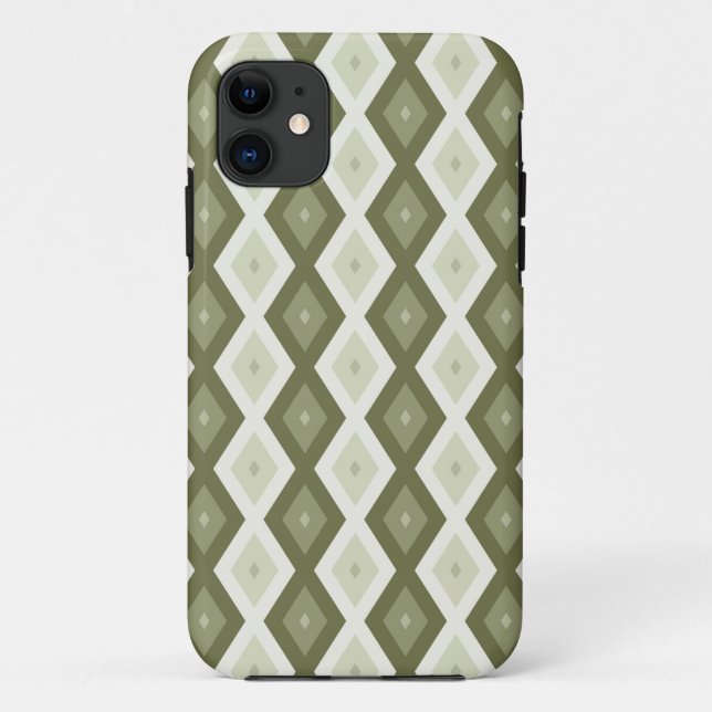 Olive Green Diamant Muster Case-Mate iPhone Hülle (Rückseite)