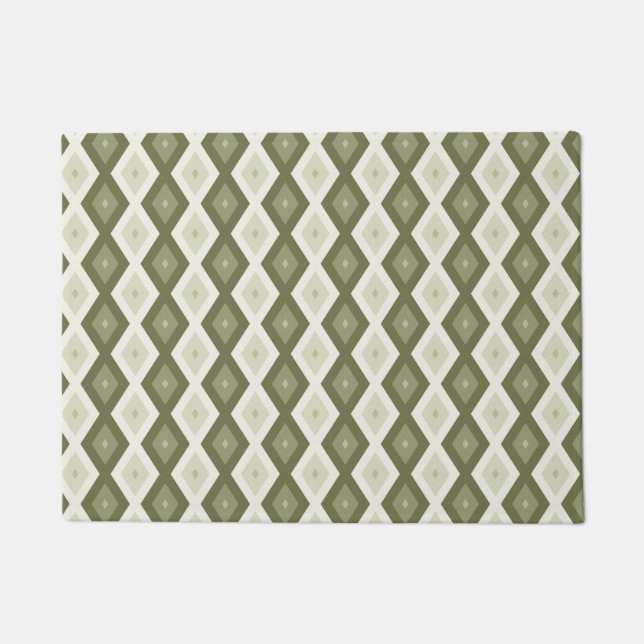 Olive Green Diamant Muster Fußmatte (Vorderseite)