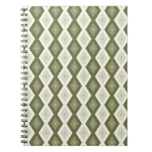 Olive Green Diamant Muster Notizblock