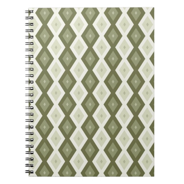 Olive Green Diamant Muster Notizblock (Vorderseite)