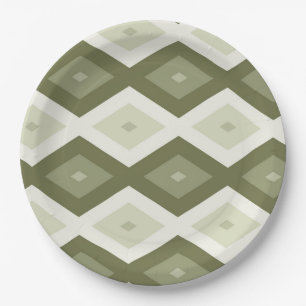 Olive Green Diamant Muster Pappteller