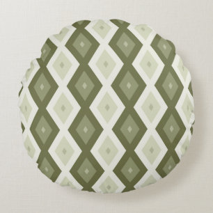 Olive Green Diamant Muster Rundes Kissen