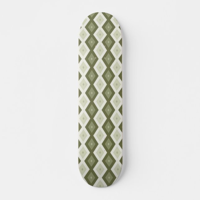 Olive Green Diamant Muster Skateboard (Vorne)