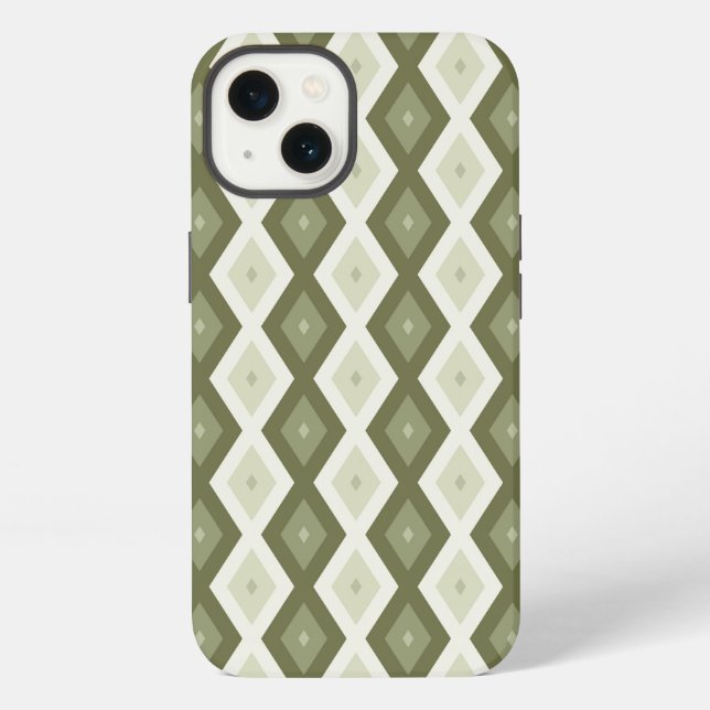 Olive green diamond pattern Case-Mate iPhone case Hülle (Rückseite)