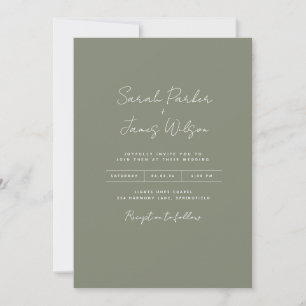 Olive Green Einladungen Hochzeit mit unterschriebe